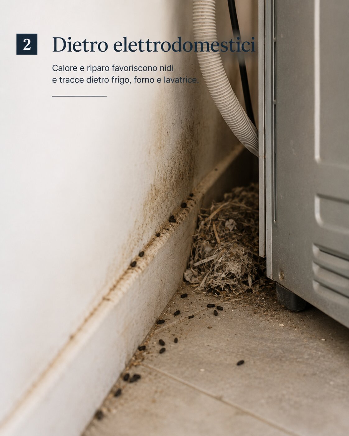 Escrementi di topo dietro gli elettrodomestici