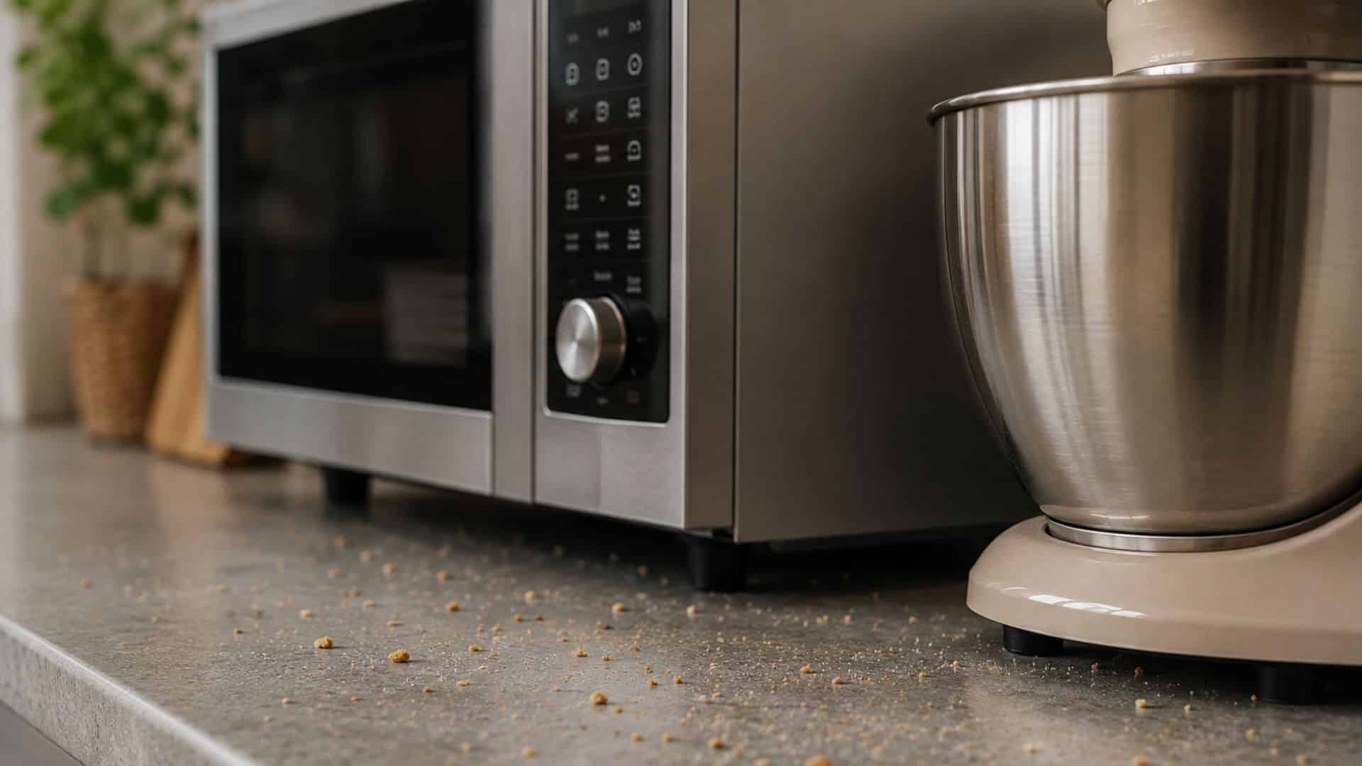Reinigung unter den Kleingeräten vor den Ferien