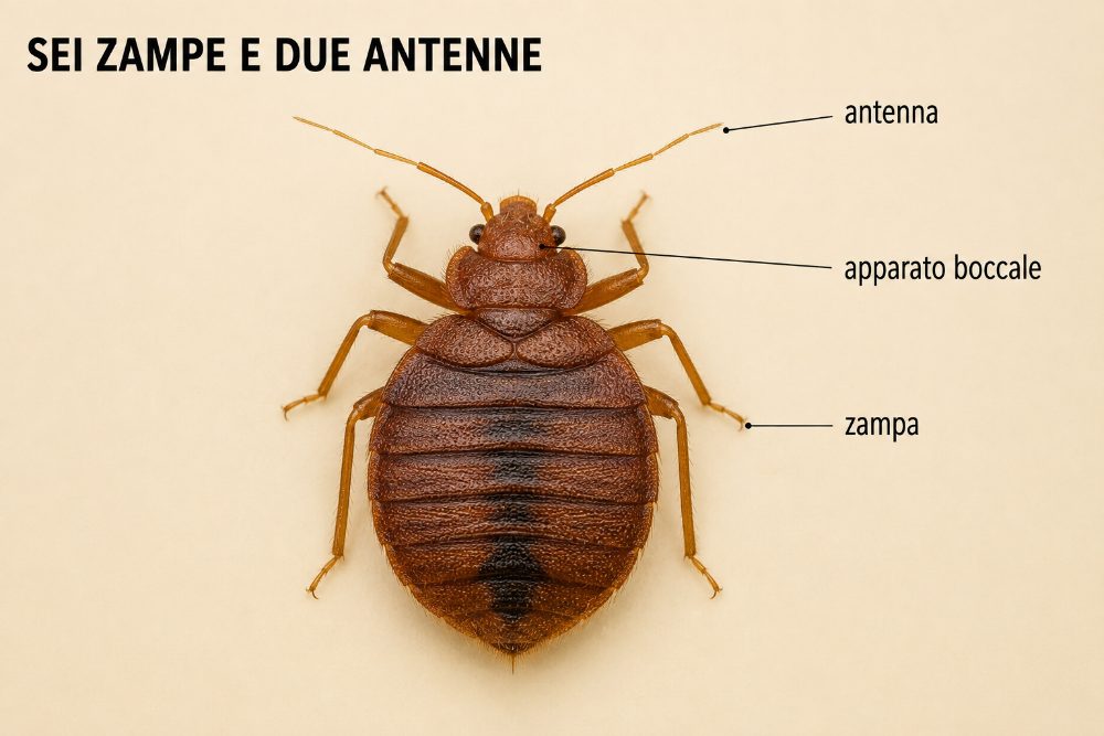 Anatomie der Bettwanze: sechs Beine und zwei Fühler