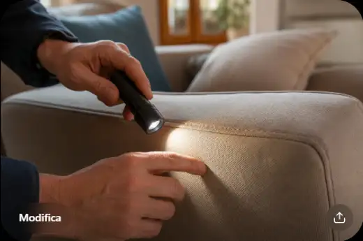 Kontrolle des Kleiderschranks mit streifendem Licht