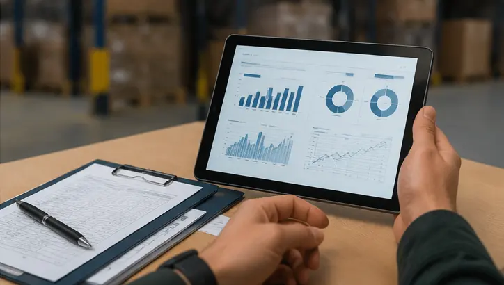 Regelmässige Lesart der Nagetier-Monitoringdaten auf dem Tablet an einem Logistikstandort