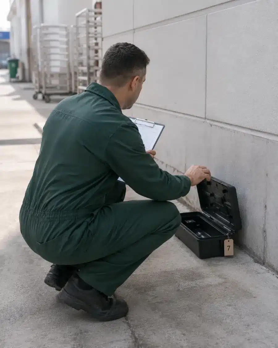 Postazione di controllo esterna lungo il perimetro di uno stabilimento