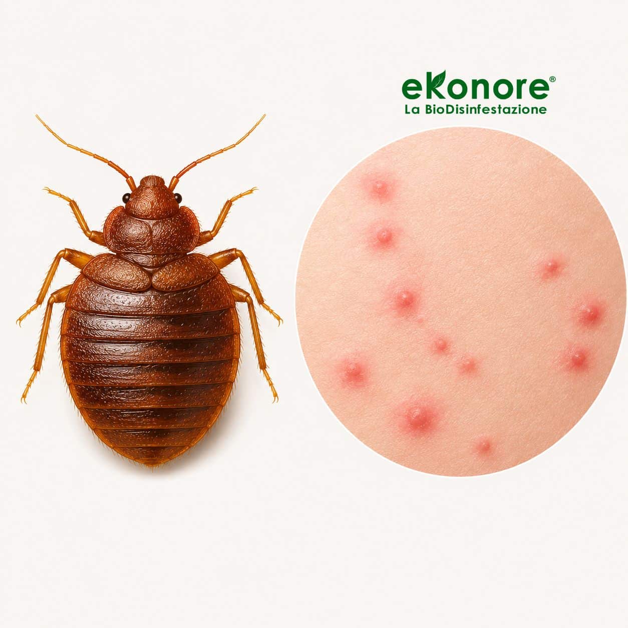 Reazione allergica alle punture di cimici dei letti sulla pelle